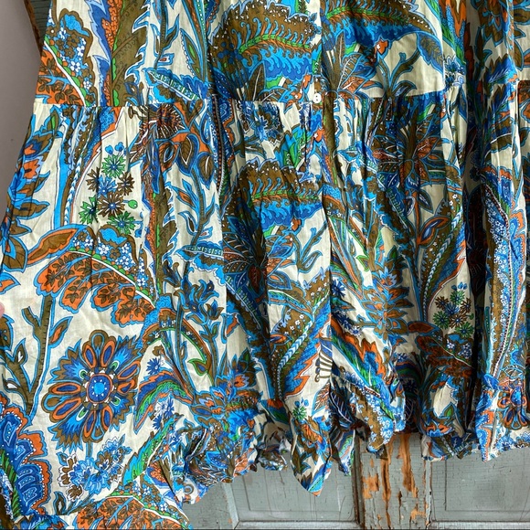 NWT House of Harlow Boho Floral Blue Ivory V-neck Maxi Dress - Picture 13 of 17